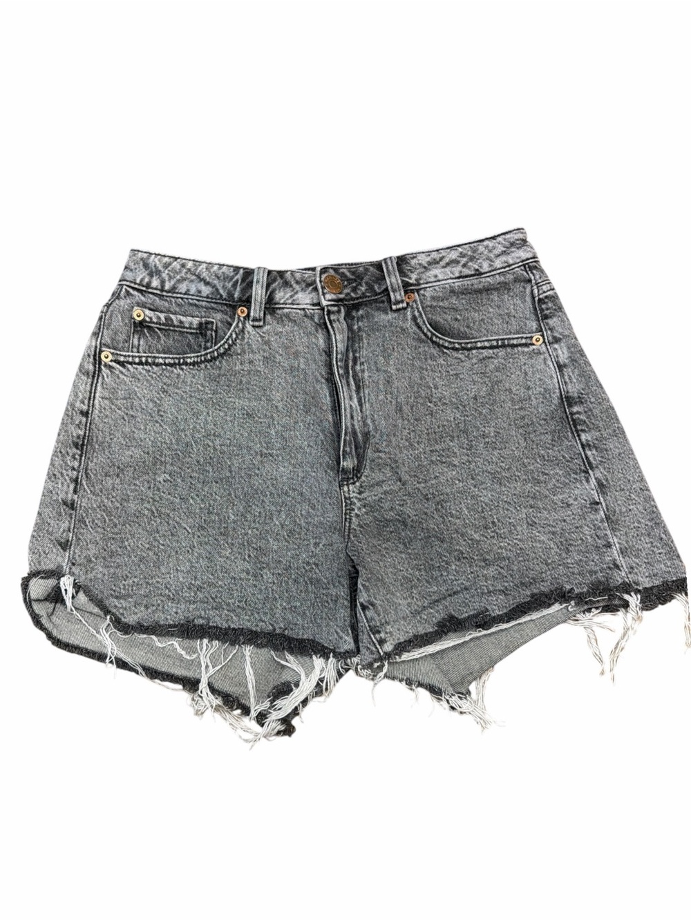 Black Acid Wash High Rise Raw Hem Denim Shorts Size 9